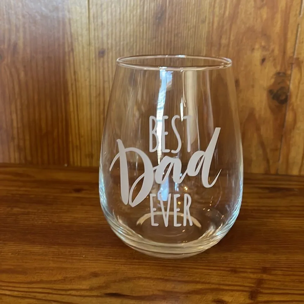 Best Dad Ever‎ Stemless Wine Glass, 15oz, Dad Gifts for men, Birthday Gift